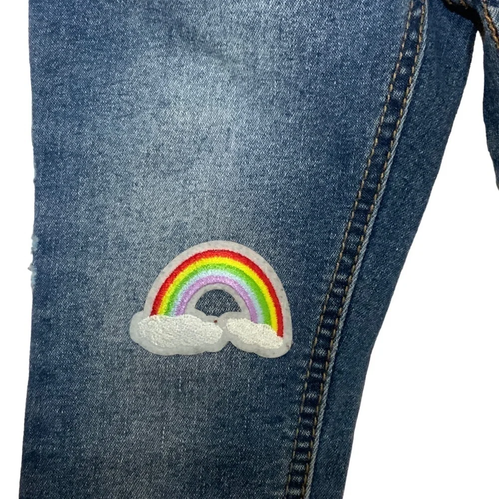 Jordache Jean Retro Hippie 60’s Distressed Dark Wash Embroidered Patches Girl 2T